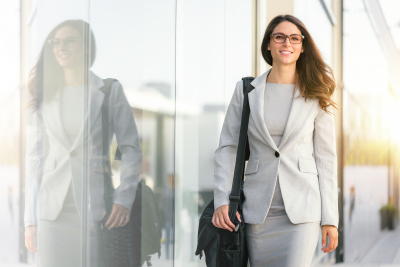 woman walking to work