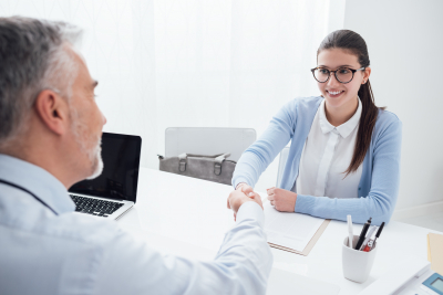 woman having a successful job interview